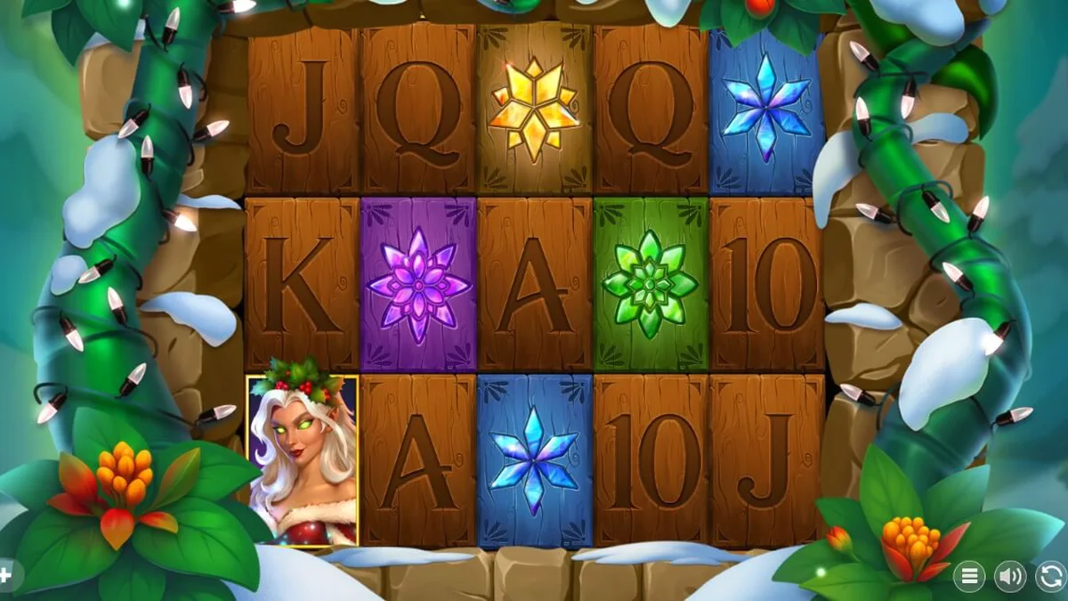 Pemandangan hutan musim dingin yang indah di dalam slot Holly